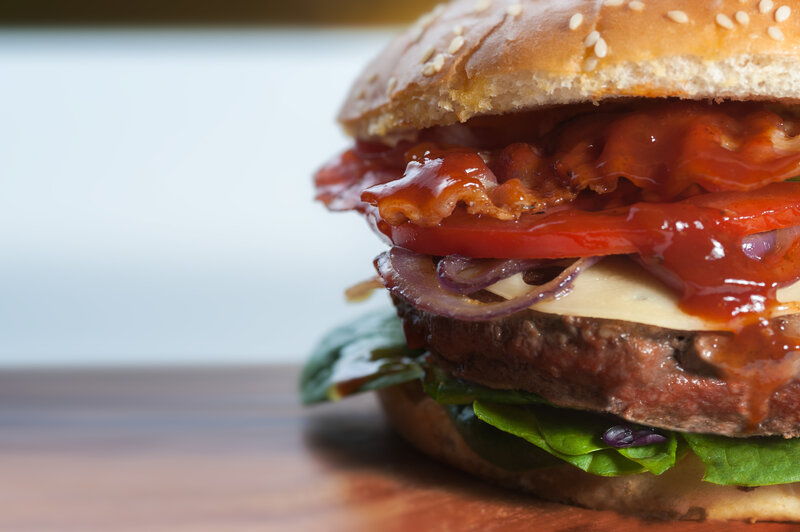 Bacon cheeseburger close-up