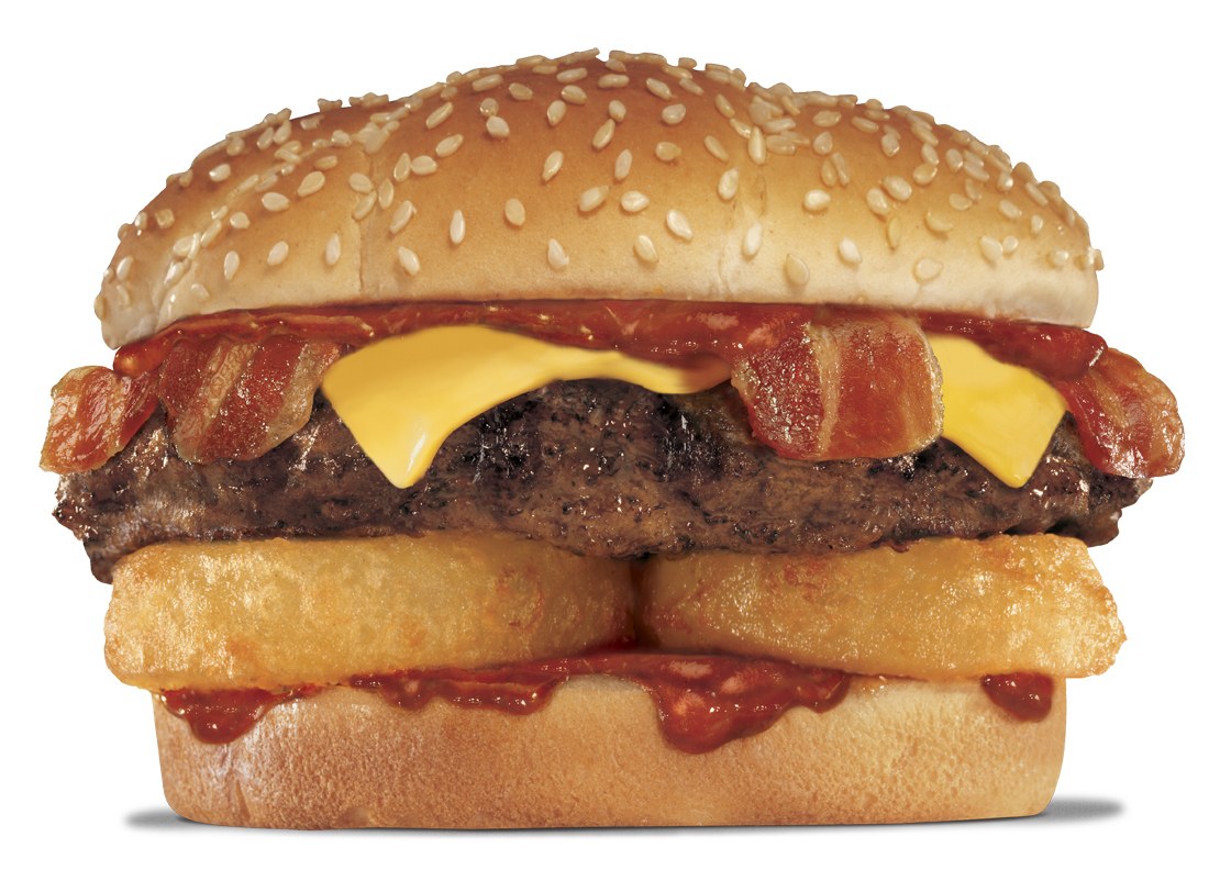 bacon cheeseburger with onion rings