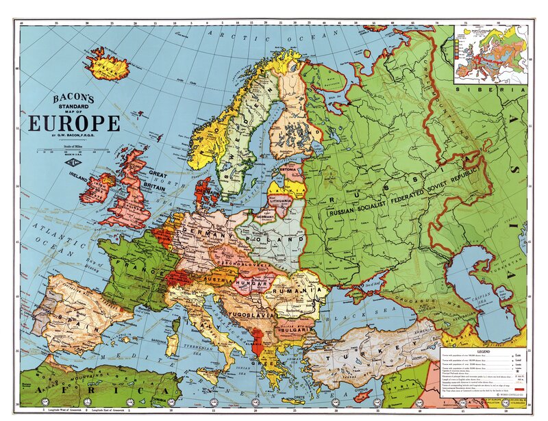 Bacon's Standard Map of Europe