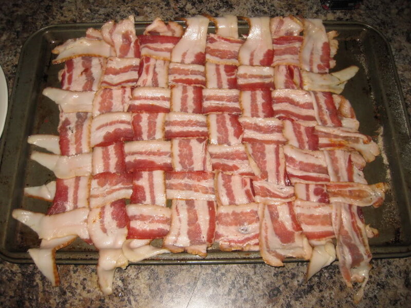 Bacon weave on baking sheet