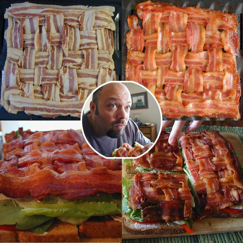 Bacon-wrapped sandwich preparation
