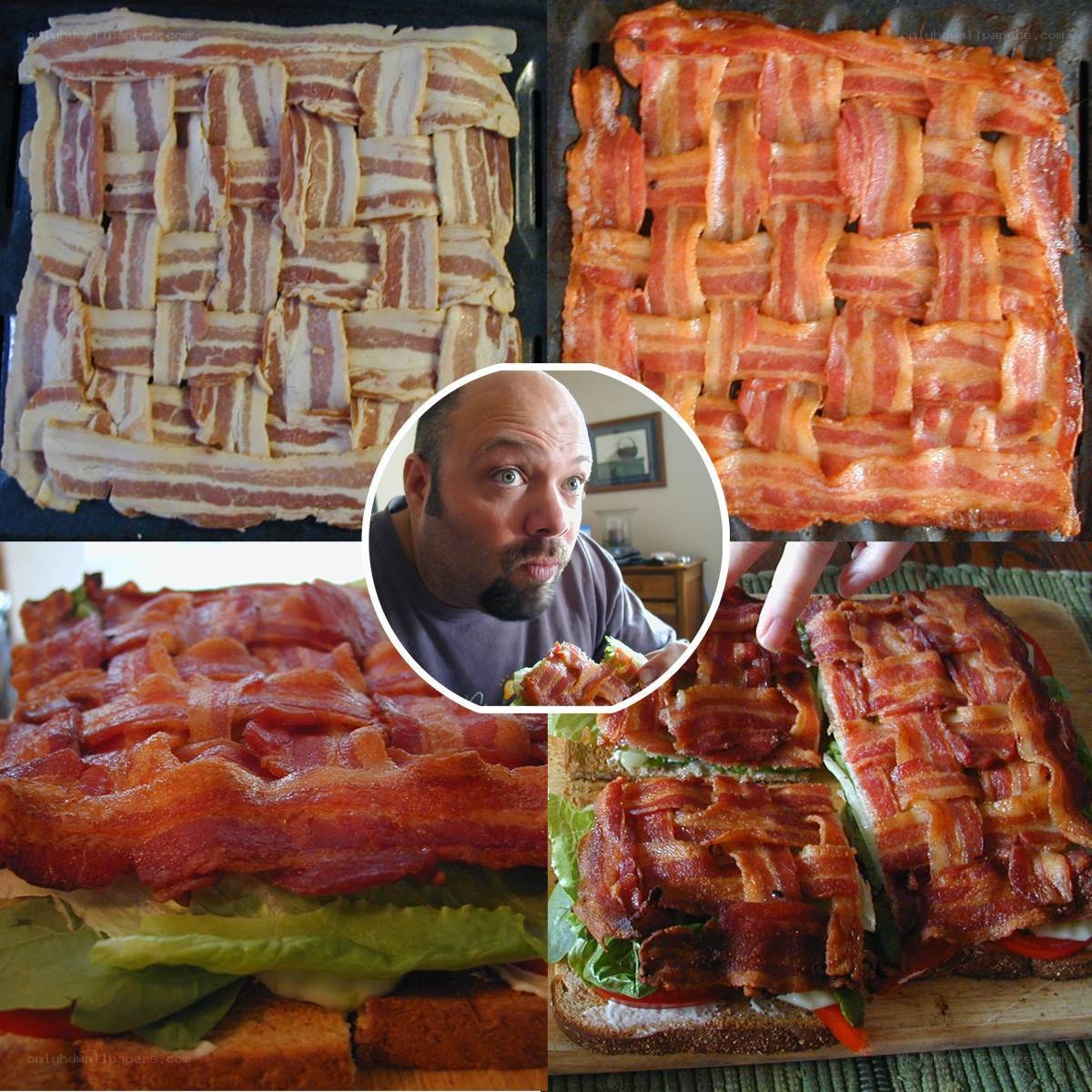 Bacon-wrapped sandwich preparation
