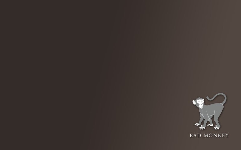 Bad Monkey logo on brown background