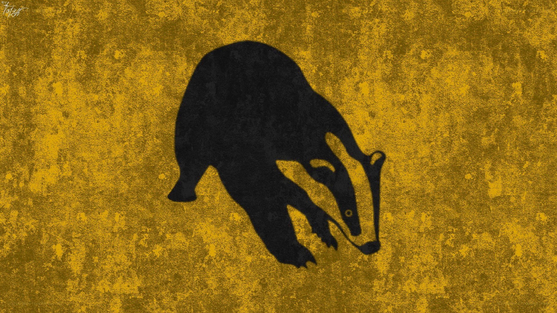Badger silhouette on yellow background