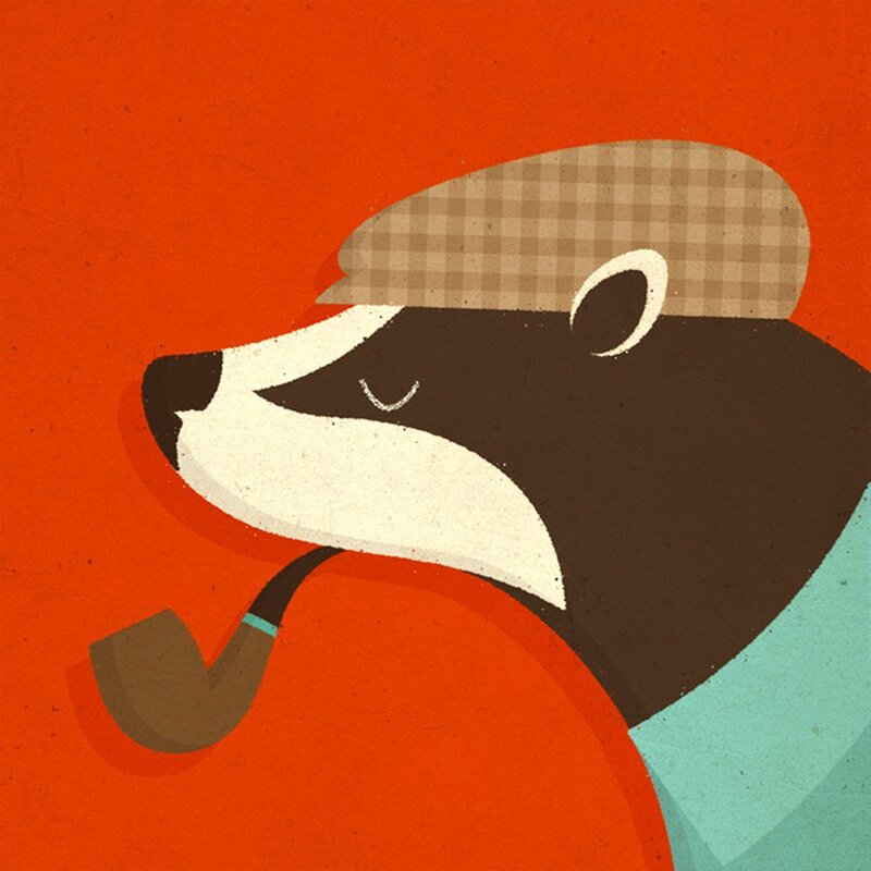 badger with pipe and hat