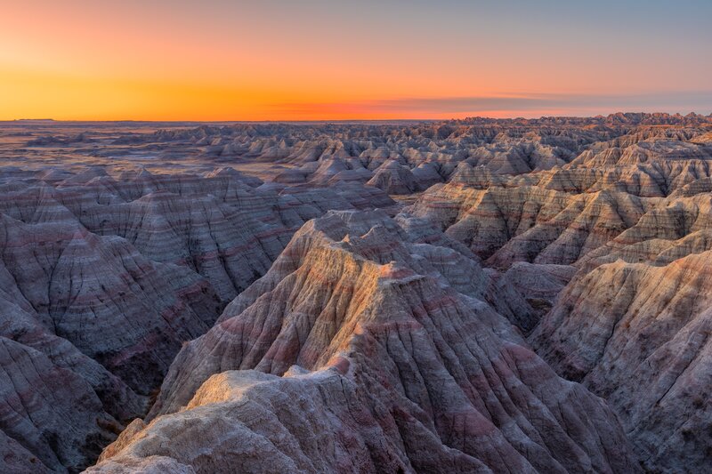 Badlands at Sunset — Orange