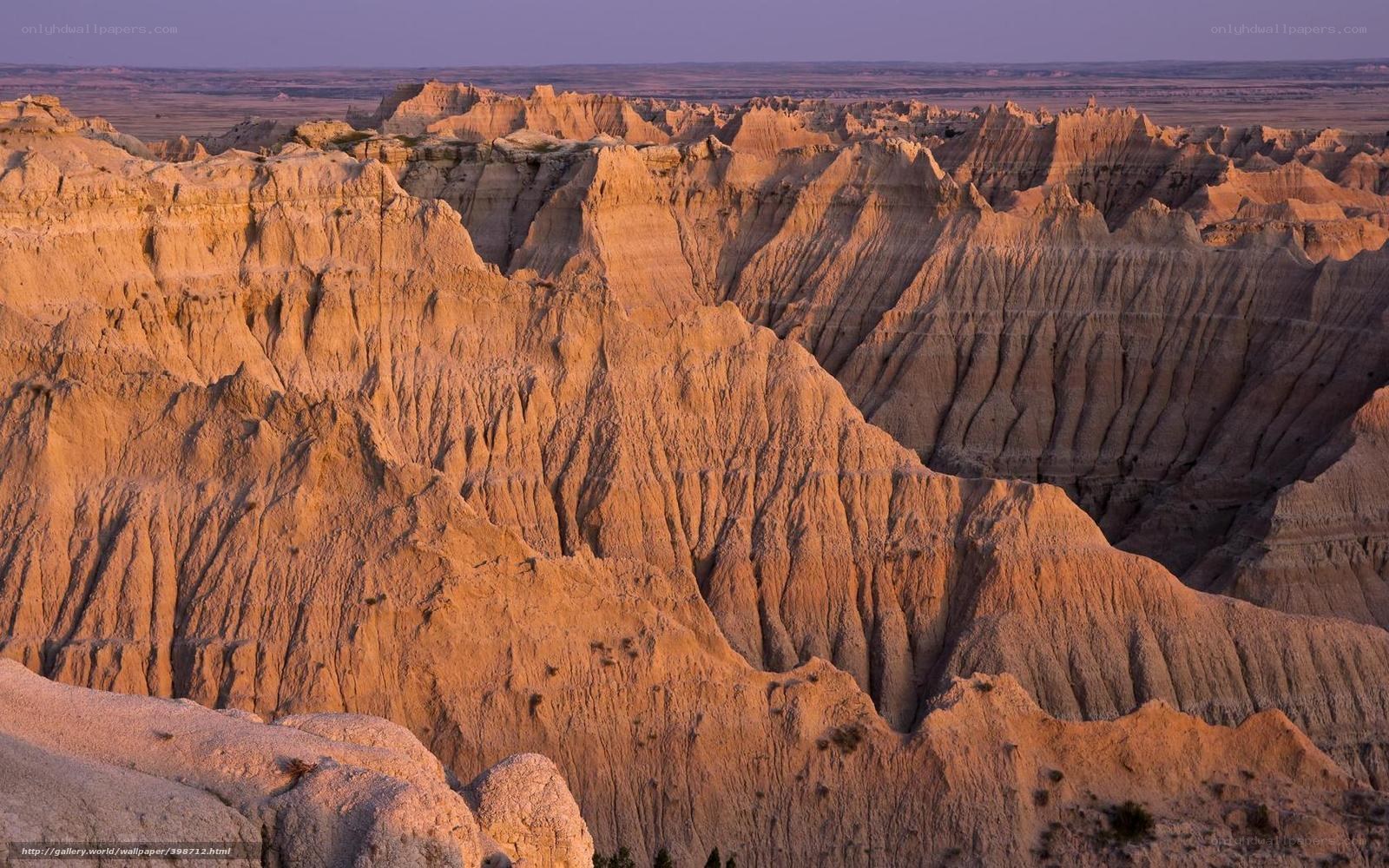 Badlands at sunset