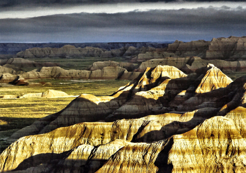 Badlands Landscape — Brown, Dramatic, Sunset