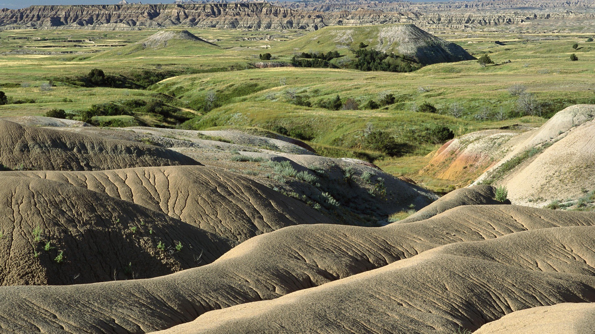 Badlands landscape with rolling hills