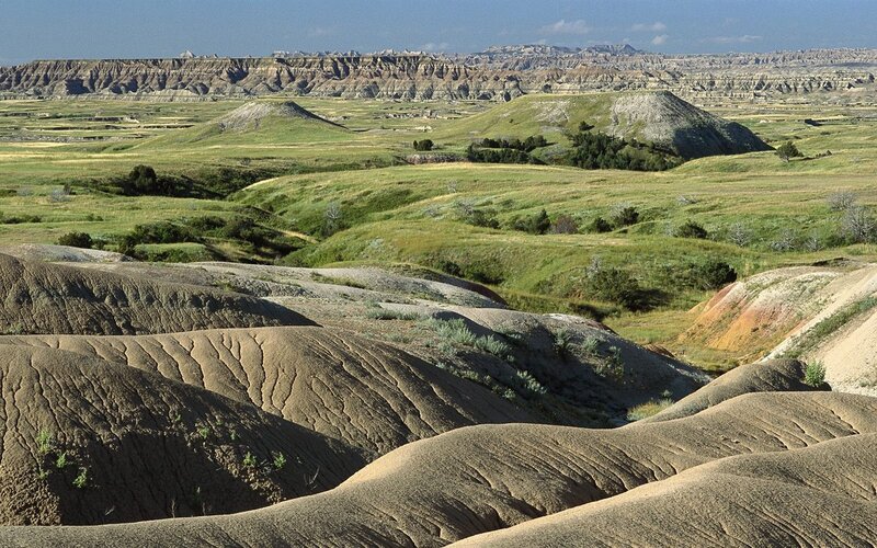 Badlands landscape with rolling hills
