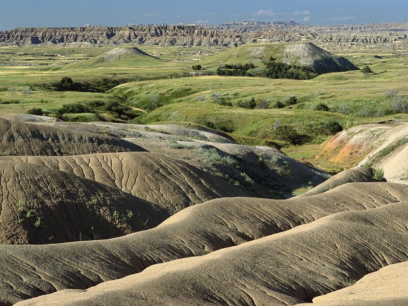Badlands landscape with rolling hills