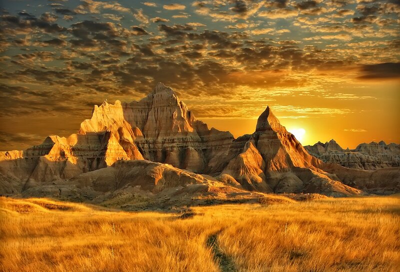 Badlands Rock Formations — Gold