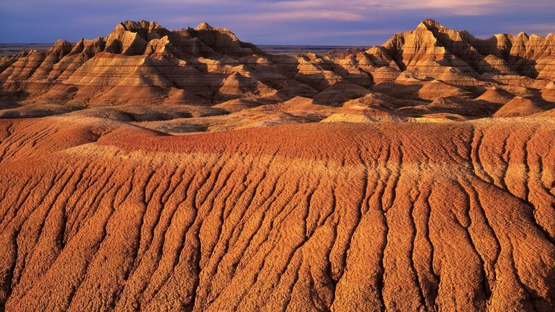 Badlands Rock Formations — Orange, Dramatic, Sunset