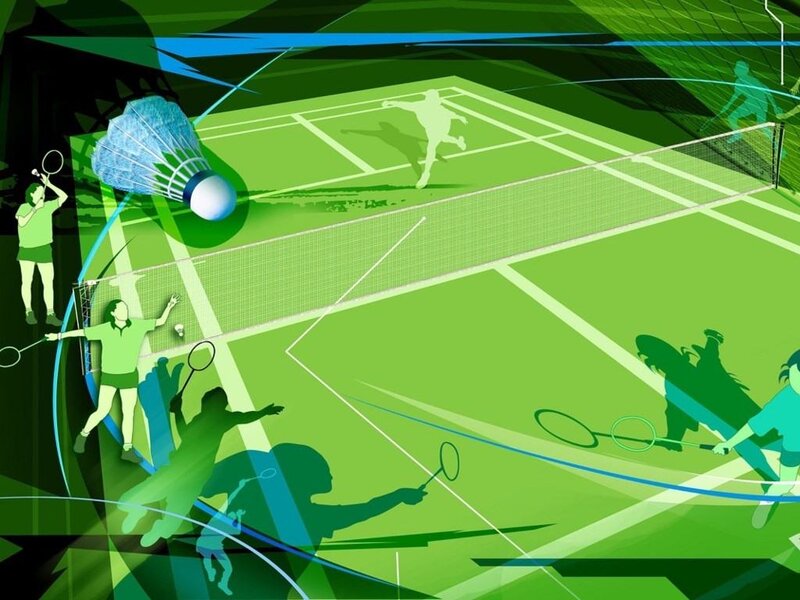 Badminton Players on Court