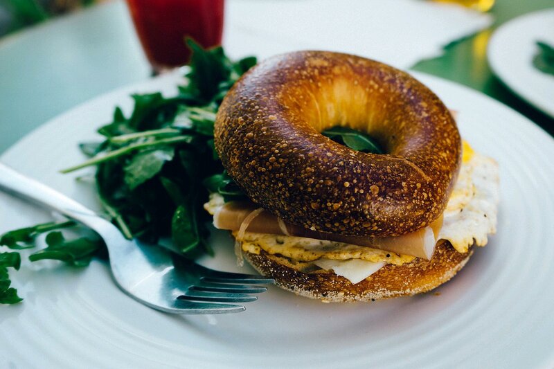 Bagel Sandwich with Salad — Brown