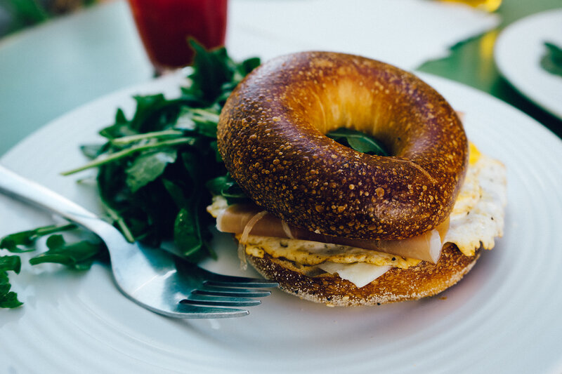 bagel sandwich with salad