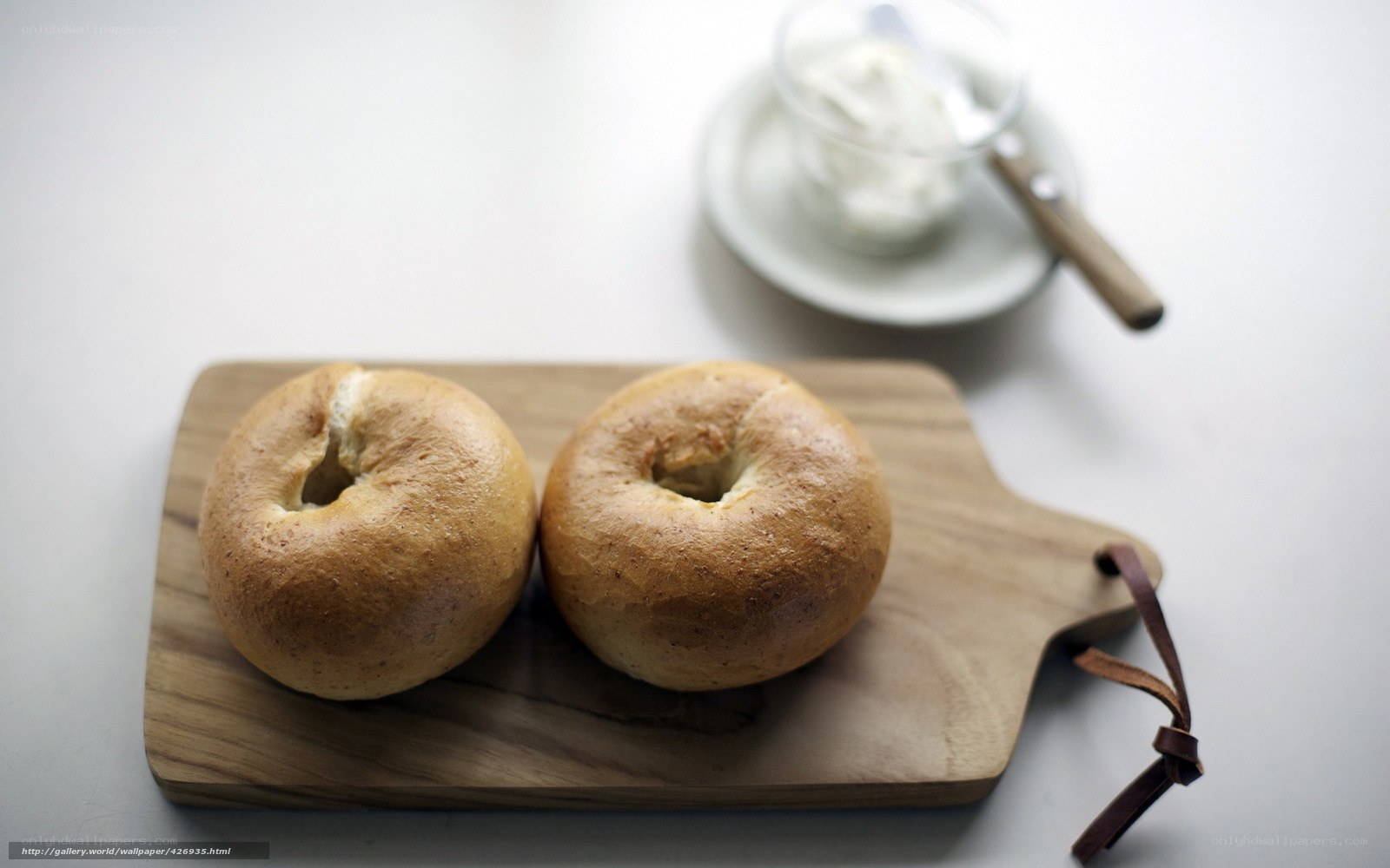 Bagels on a wooden board