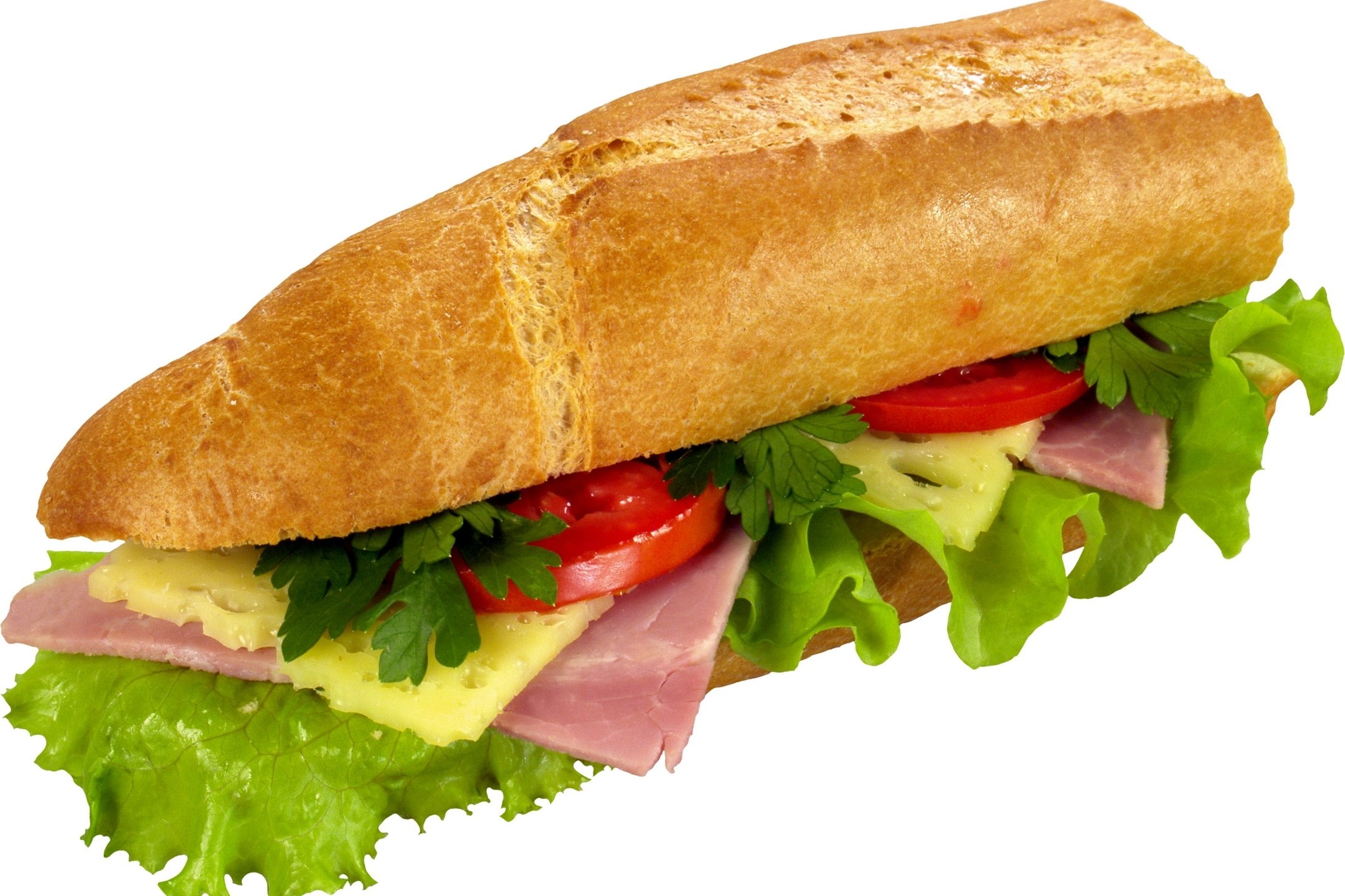 baguette sandwich with ham and cheese