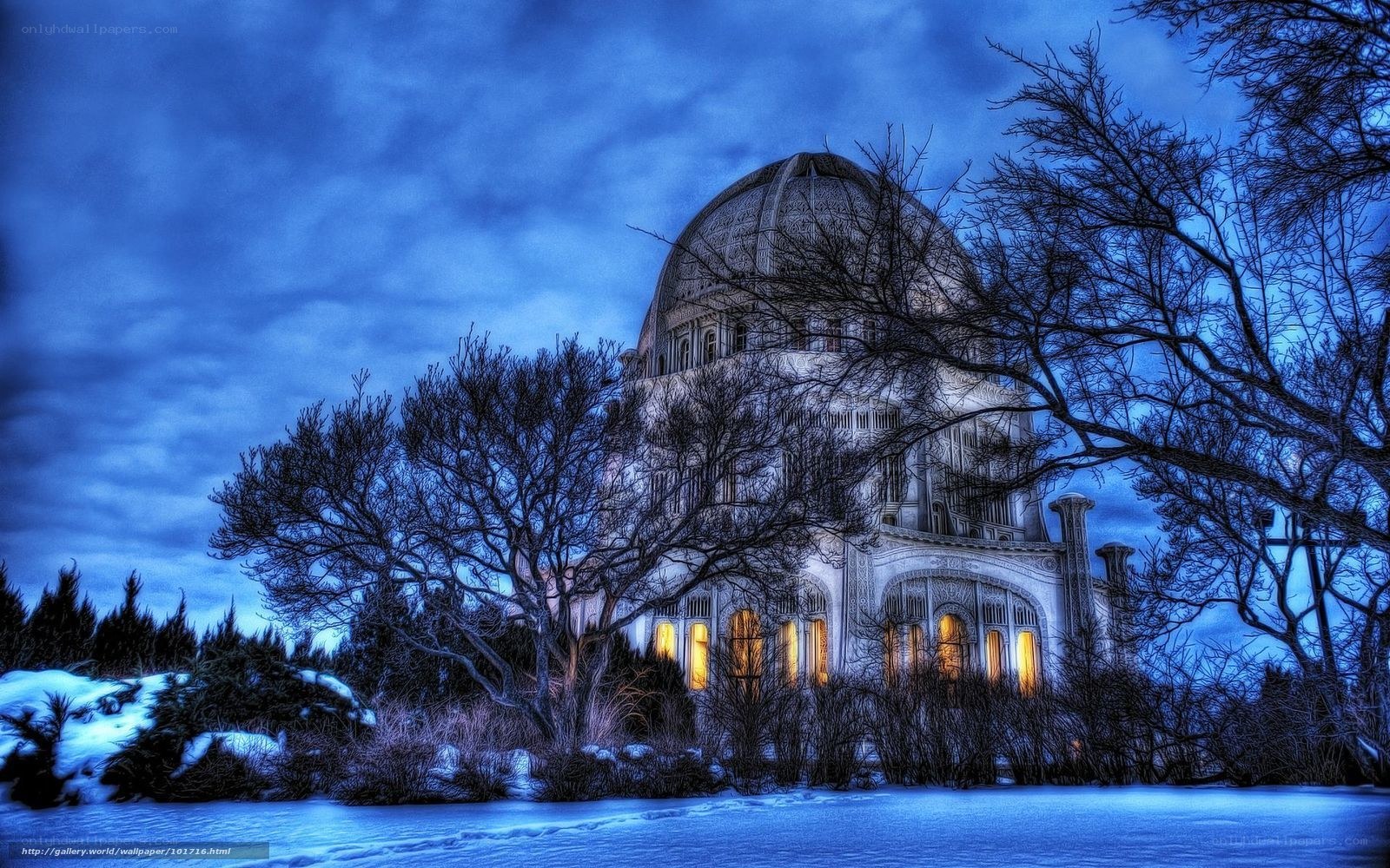 Baha'i House of Worship in winter