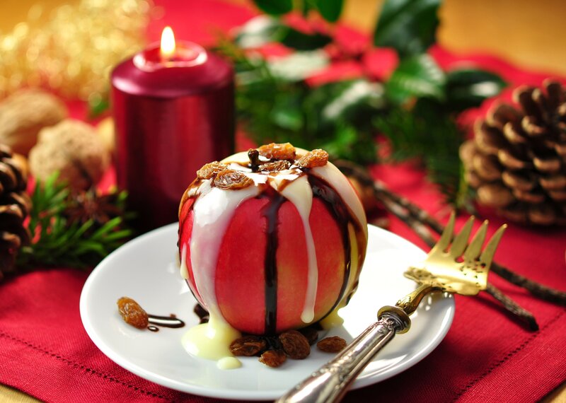 Baked Apple Dessert — Red, Festive