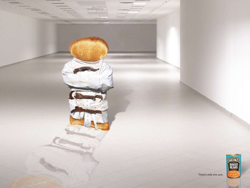 Baked beans ad with toast person