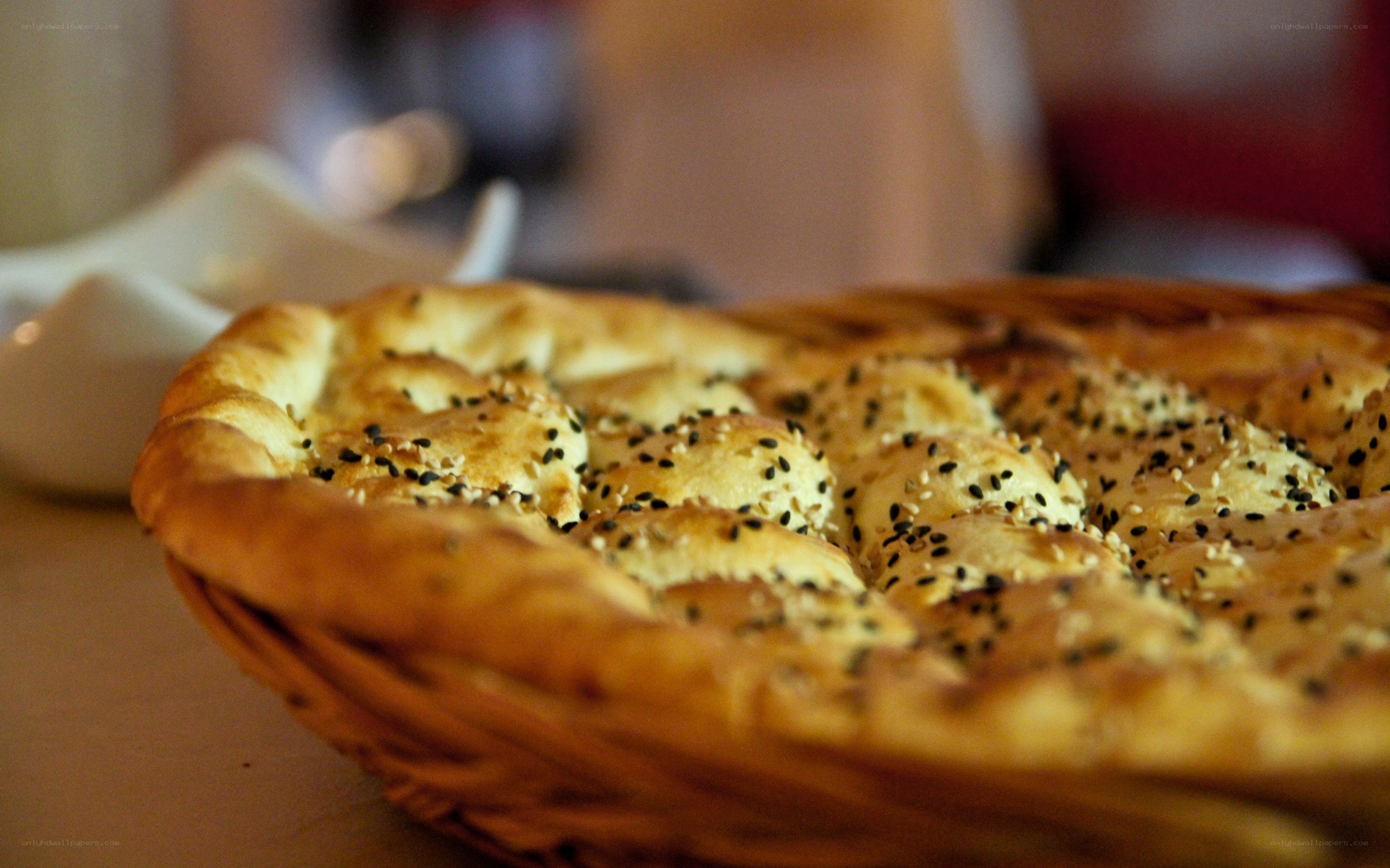 Baked bread with sesame seeds