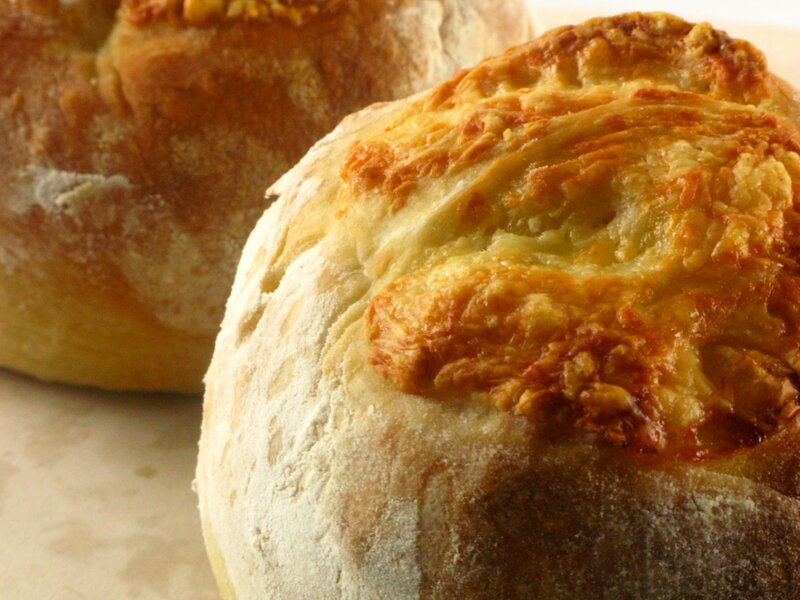 Baked cheese bread loaves