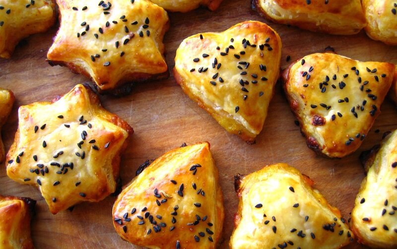 Baked pastries with sesame seeds