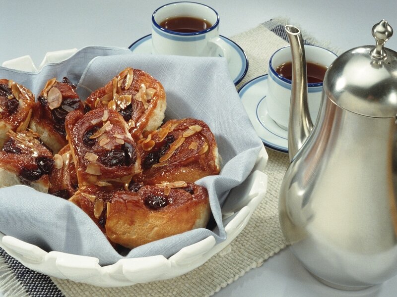 Baked pastries with tea