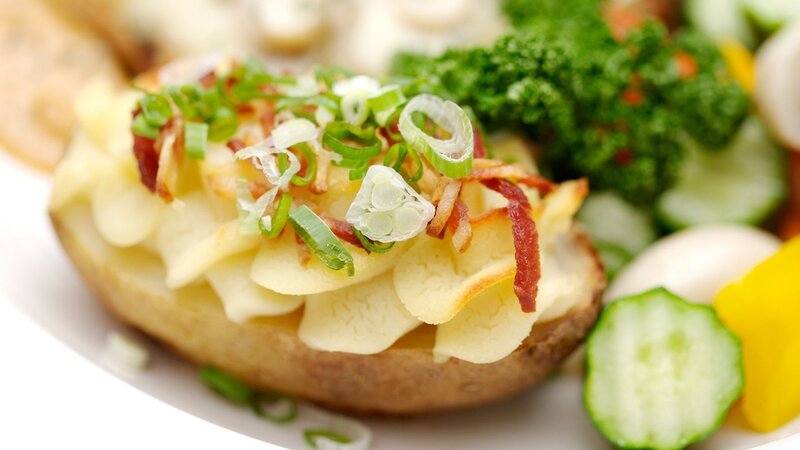 Baked potato with toppings