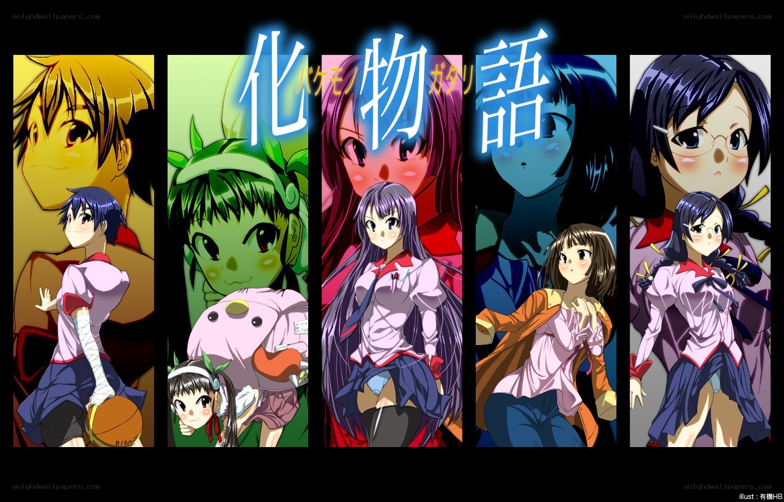 Bakemonogatari characters collage