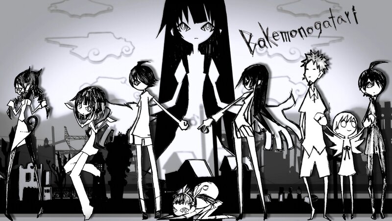 Bakemonogatari characters illustration