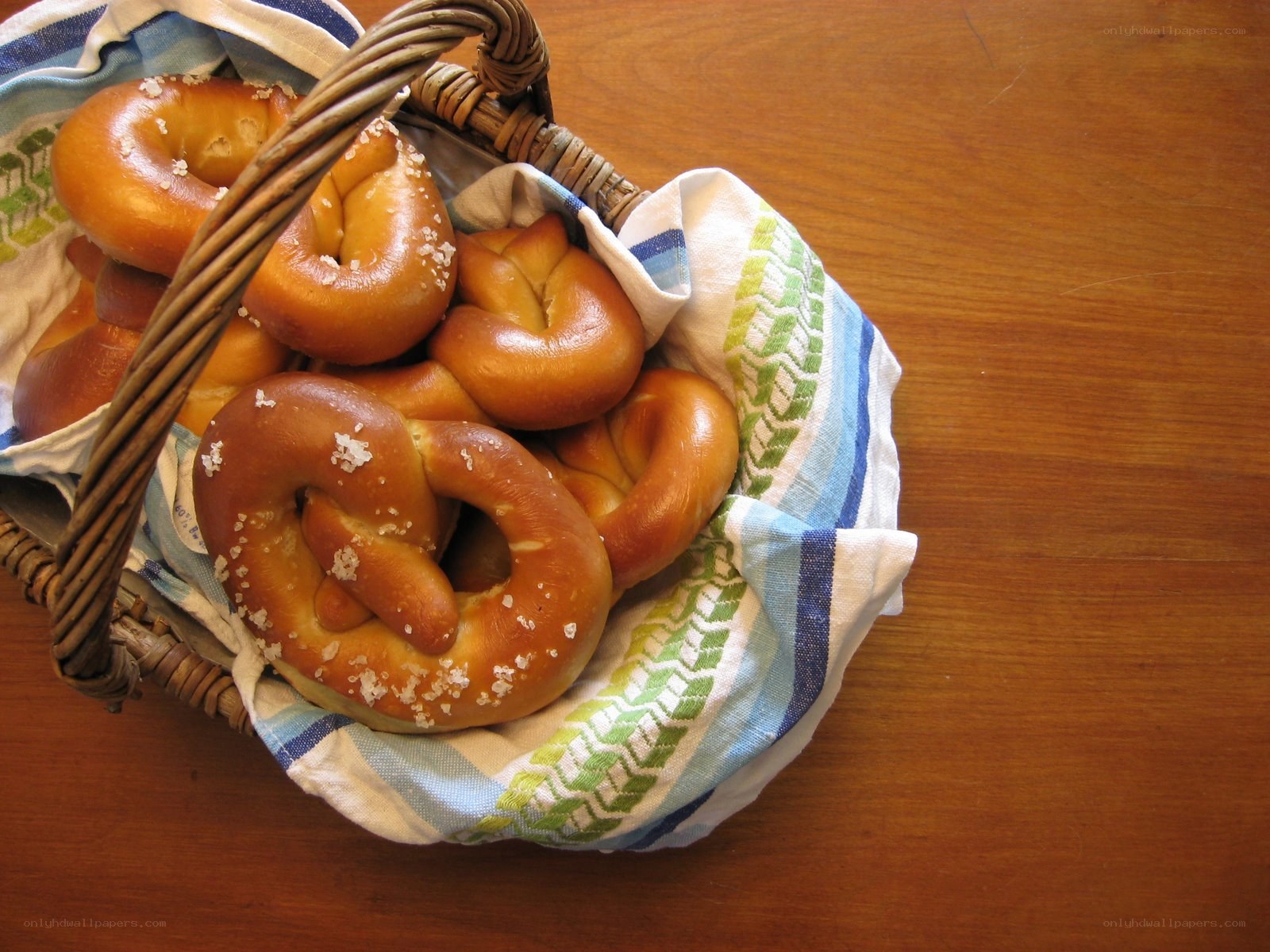 Bakery pretzels in a basket