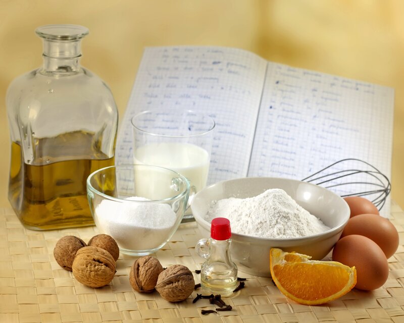 Baking ingredients on a table