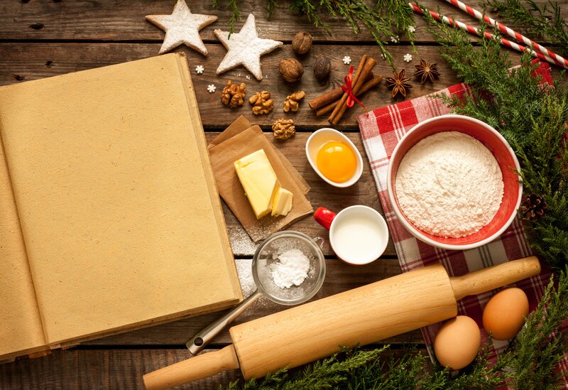 Baking Ingredients on Table — Brown, Cozy