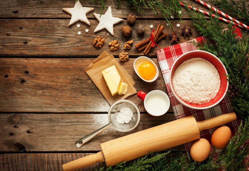 Baking Ingredients on Wood