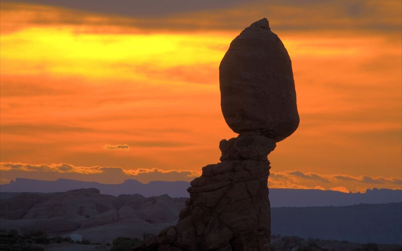 Balanced rock at sunset