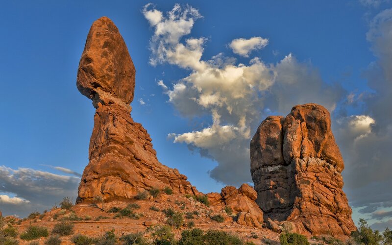 Balanced Rock Formation — Blue, Dramatic, Sunset, Photograph