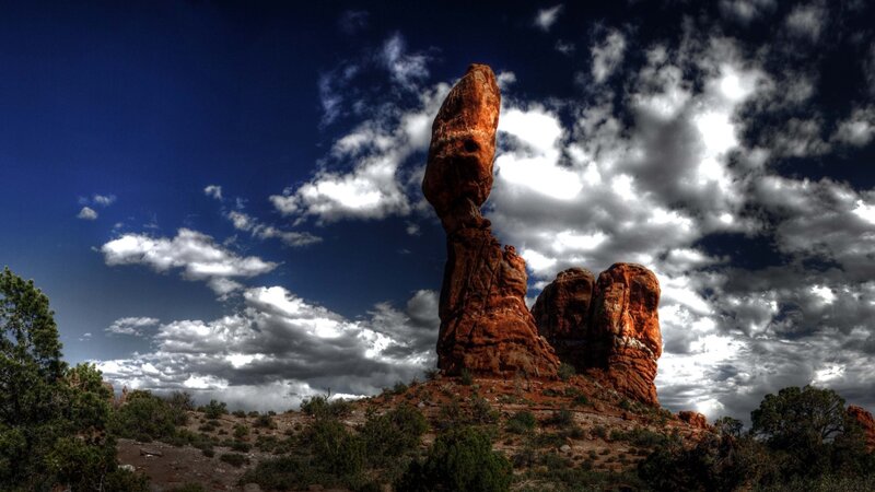 Balanced Rock Formation — Blue, Dramatic