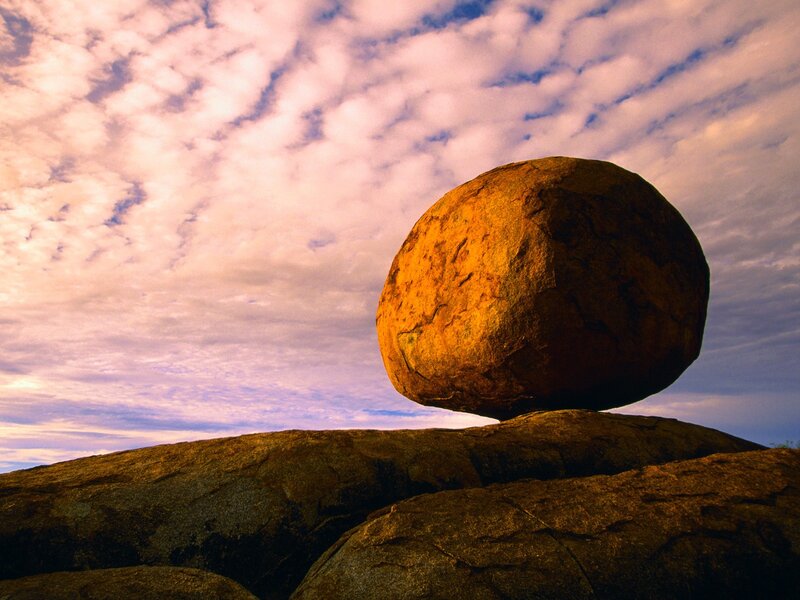 Balancing rock at sunset