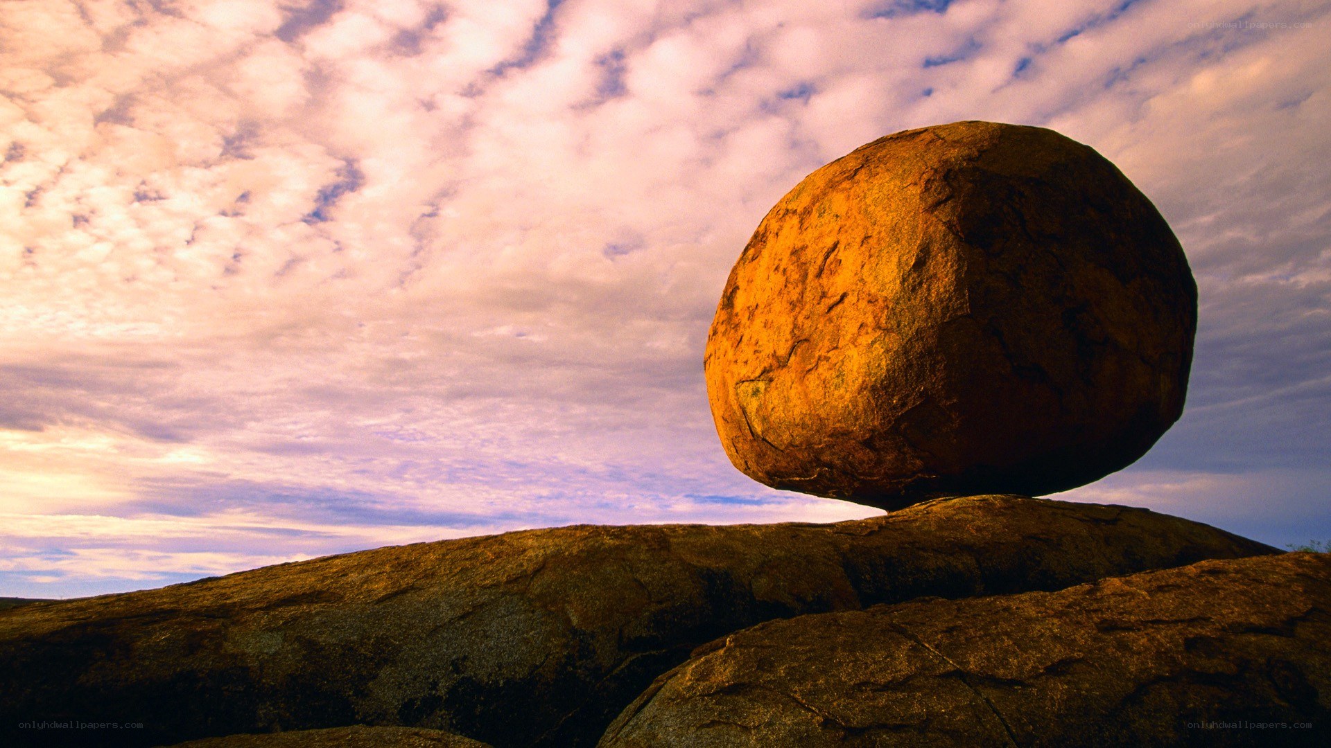 Balancing rock at sunset