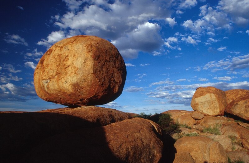 Balancing Rock Formation — Blue, Dramatic