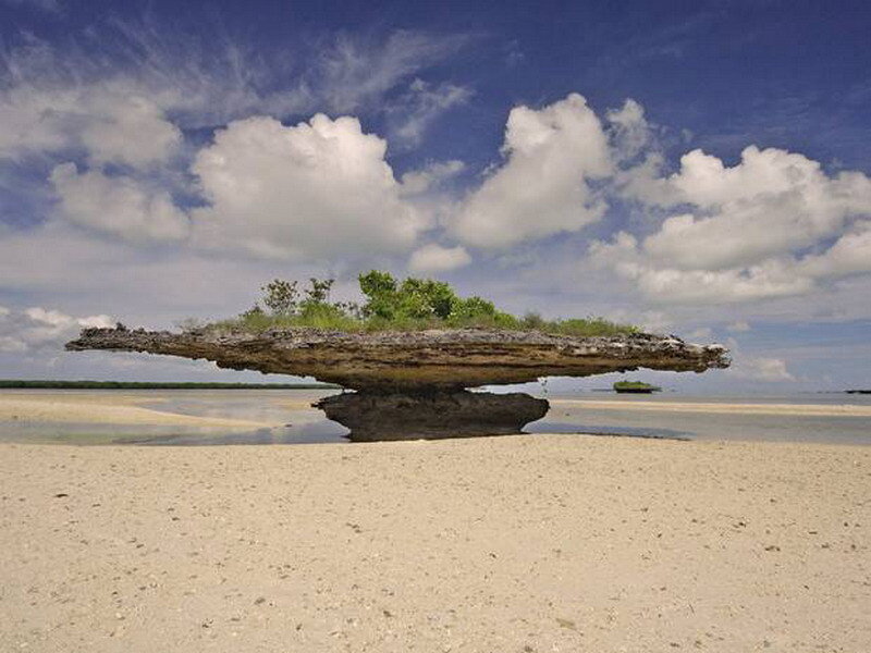Balancing rock island