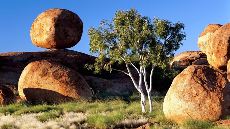 Balancing rocks in desert