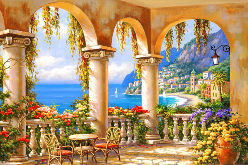 Balcony Overlooking Coastal Town