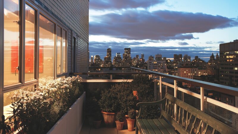 Balcony with City View — Blue, Serene