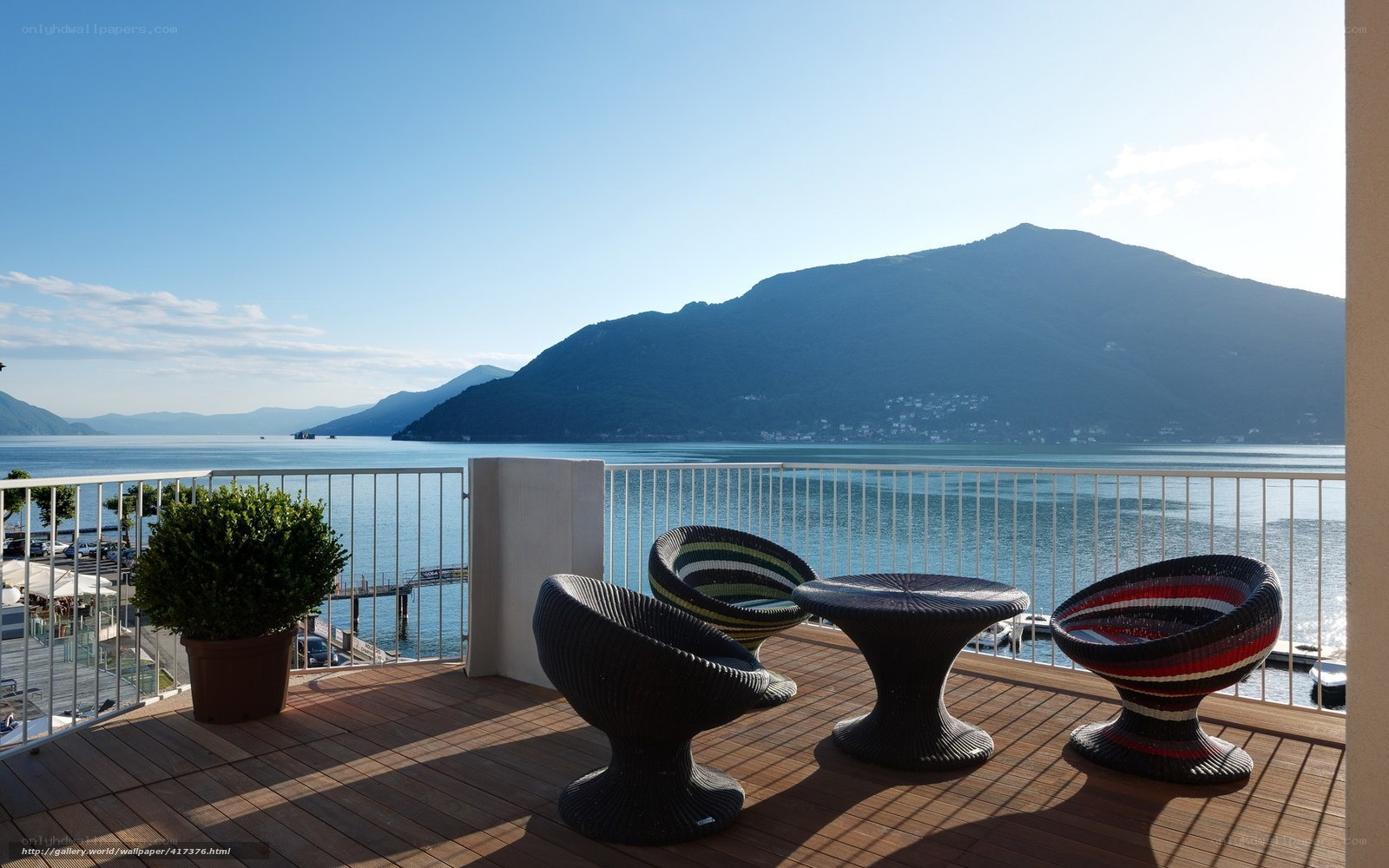 Balcony with lake view
