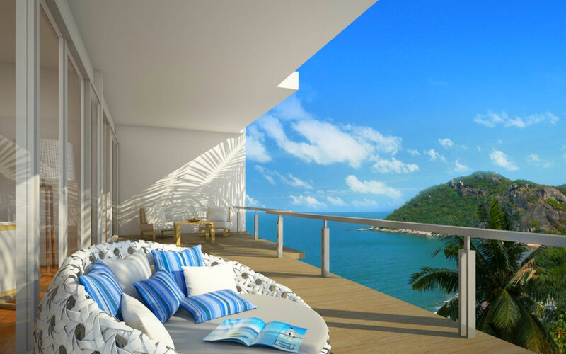 Balcony with Ocean View — Blue, Serene, Afternoon, 3d Render