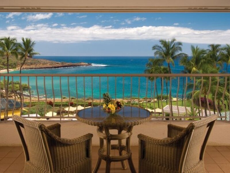 Balcony with Ocean View — Blue, Serene, Afternoon, Photograph, Table