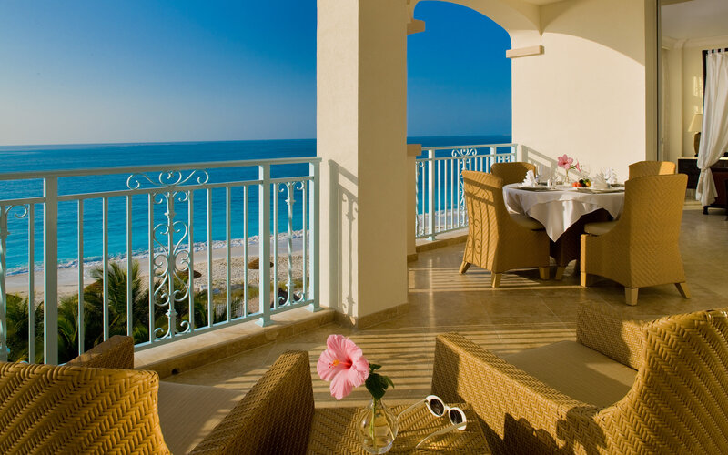 Balcony with Ocean View — Blue, Serene, Afternoon, Photograph